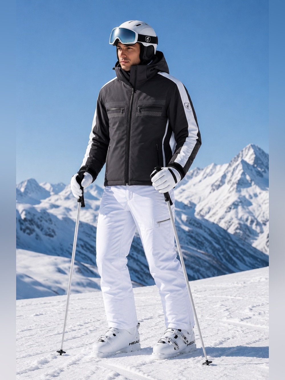 🎁 Men’s Toni Sailer Allan ski jacket snowboarding jacket grey gray white L 52